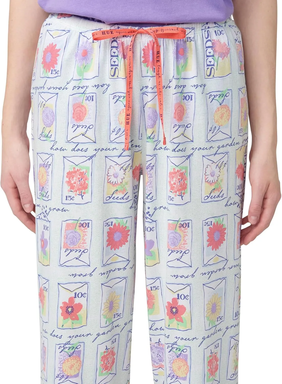 HUE Women's Spring Pajama Separates Soft Whimsical Print Flowers, Animals, Garden Themed Pjs, Cocktails