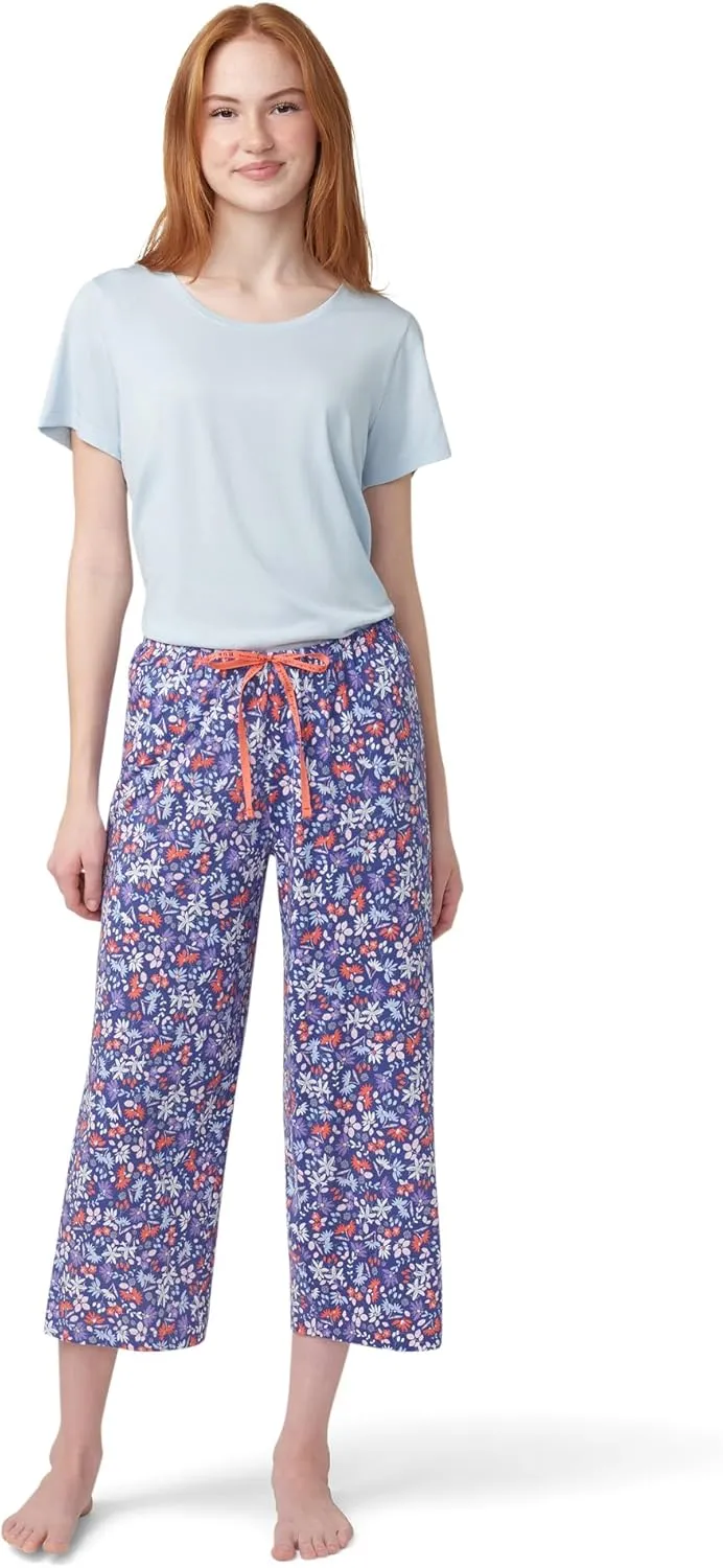 HUE Women's Spring Pajama Separates Soft Whimsical Print Flowers, Animals, Garden Themed Pjs, Cocktails