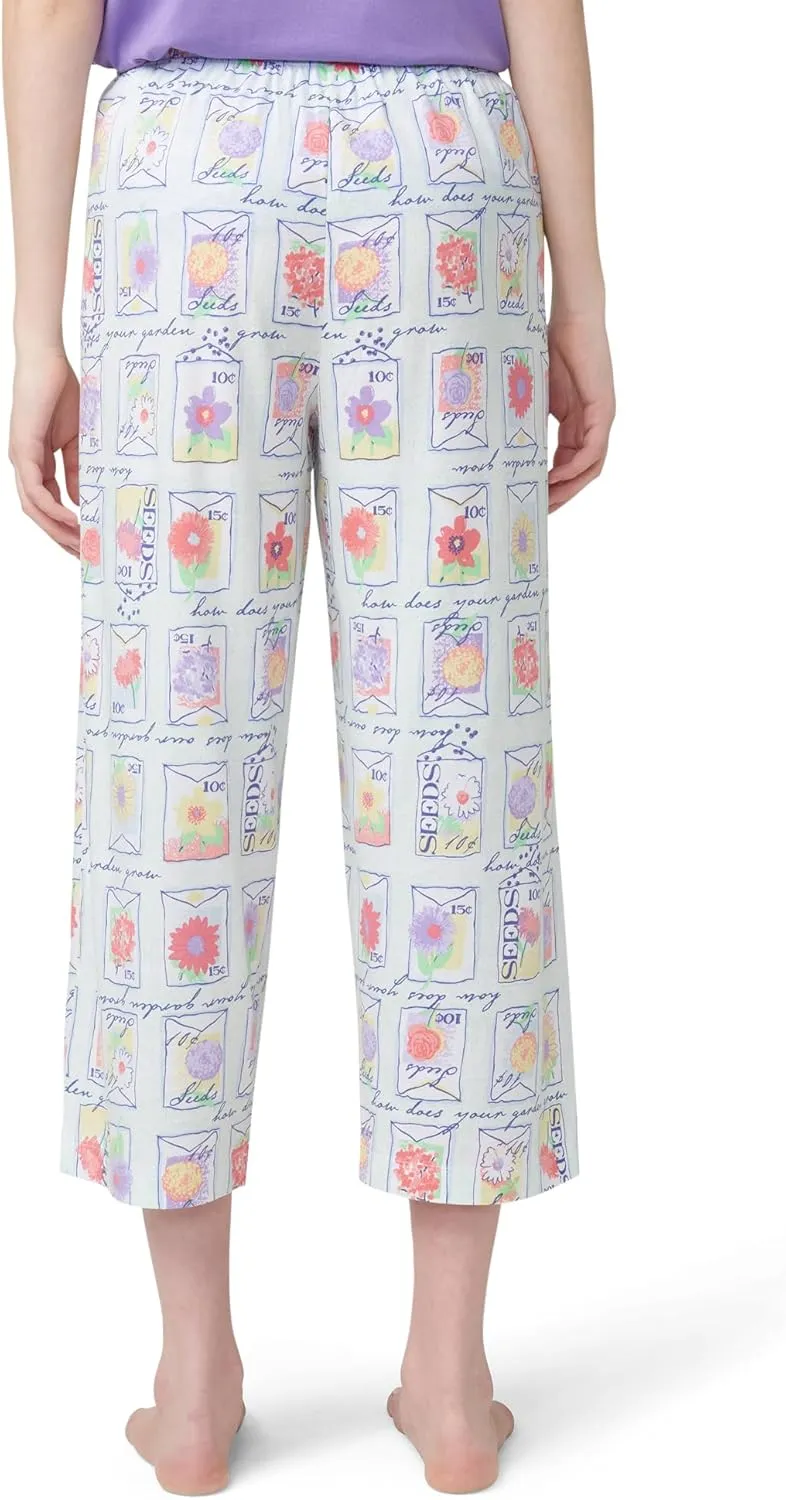 HUE Women's Spring Pajama Separates Soft Whimsical Print Flowers, Animals, Garden Themed Pjs, Cocktails