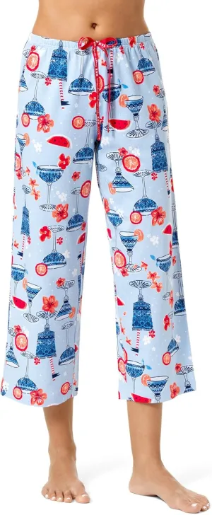 HUE Women’s Summer Vacation Pajama Separates, Soft, Whimsical Print PJs with Tropical Beach Themes, Flip Flops, Cocktails