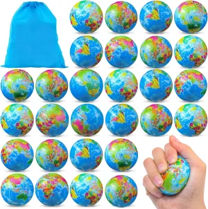 HyDren 100 Pcs Mini Globe Stress Balls Bulk 2 Inch World Earth Foam Relief Stress Balls for Finger Exercise School Carnival Reward Party Gift Bag Stress Relief Ball