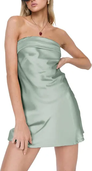 HYPERFIRE Women's Elegant Strapless Tube Cut Out Back Mini Dress Summer Cocktail Dresses