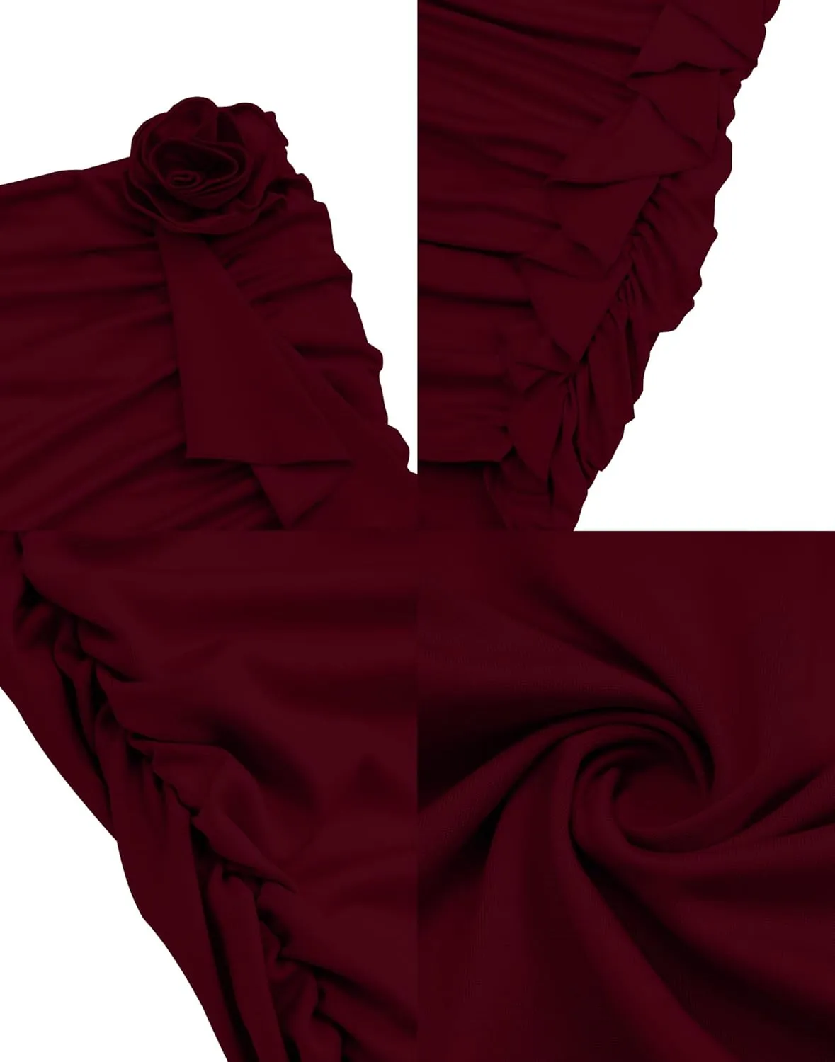 HYPERFIRE Women's Elegant Strapless Tube Ruched Bodycon 3D Floral Tassels Mini Dress Party Cocktail Dresses