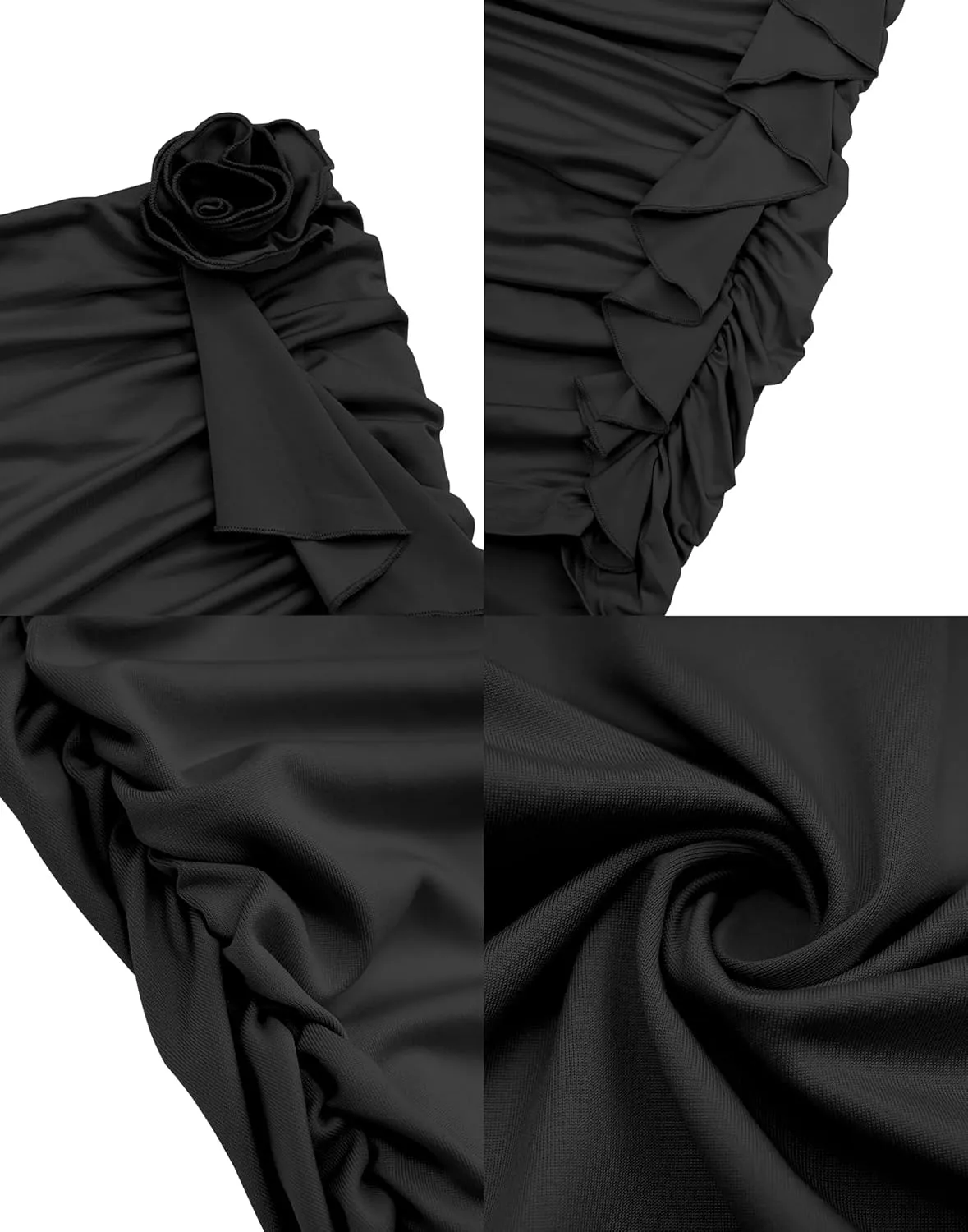 HYPERFIRE Women's Elegant Strapless Tube Ruched Bodycon 3D Floral Tassels Mini Dress Party Cocktail Dresses
