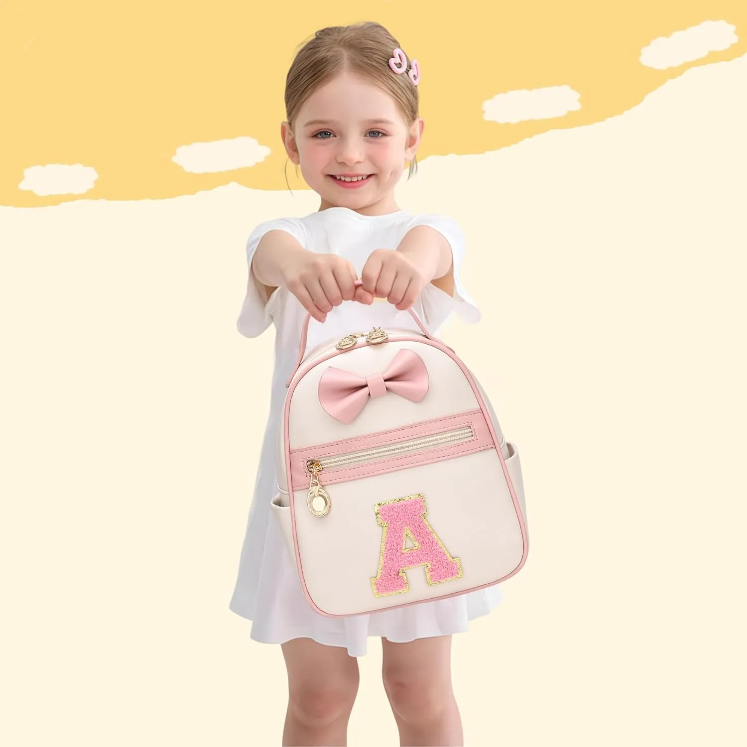 I IHAYNER Girls Bowknot Initial Backpack for Women Cute Mini Backpack for Girls Personalized Teen Girl gifts Trendy Stuff Black-K