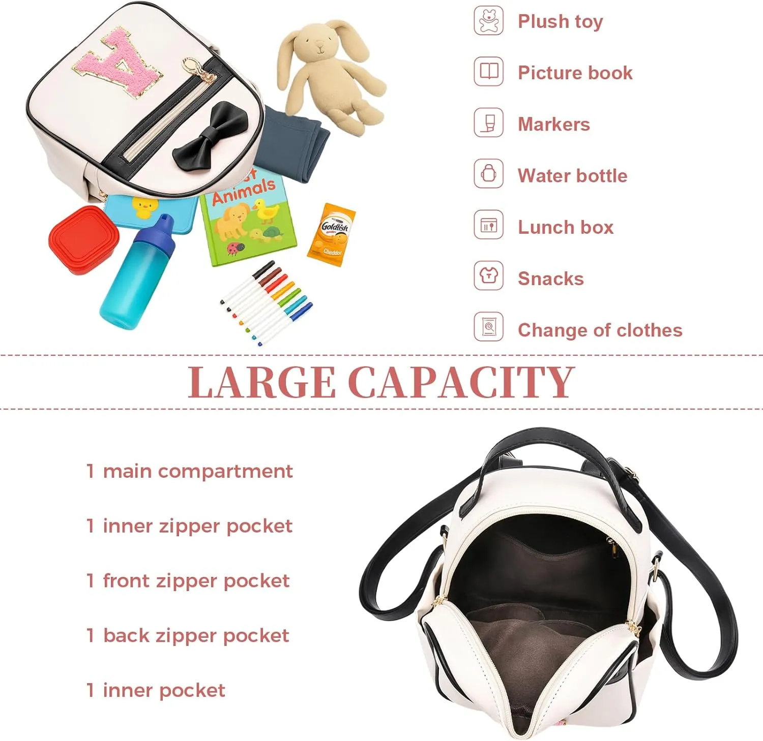I IHAYNER Girls Bowknot Initial Backpack for Women Cute Mini Backpack for Girls Personalized Teen Girl gifts Trendy Stuff Black-K