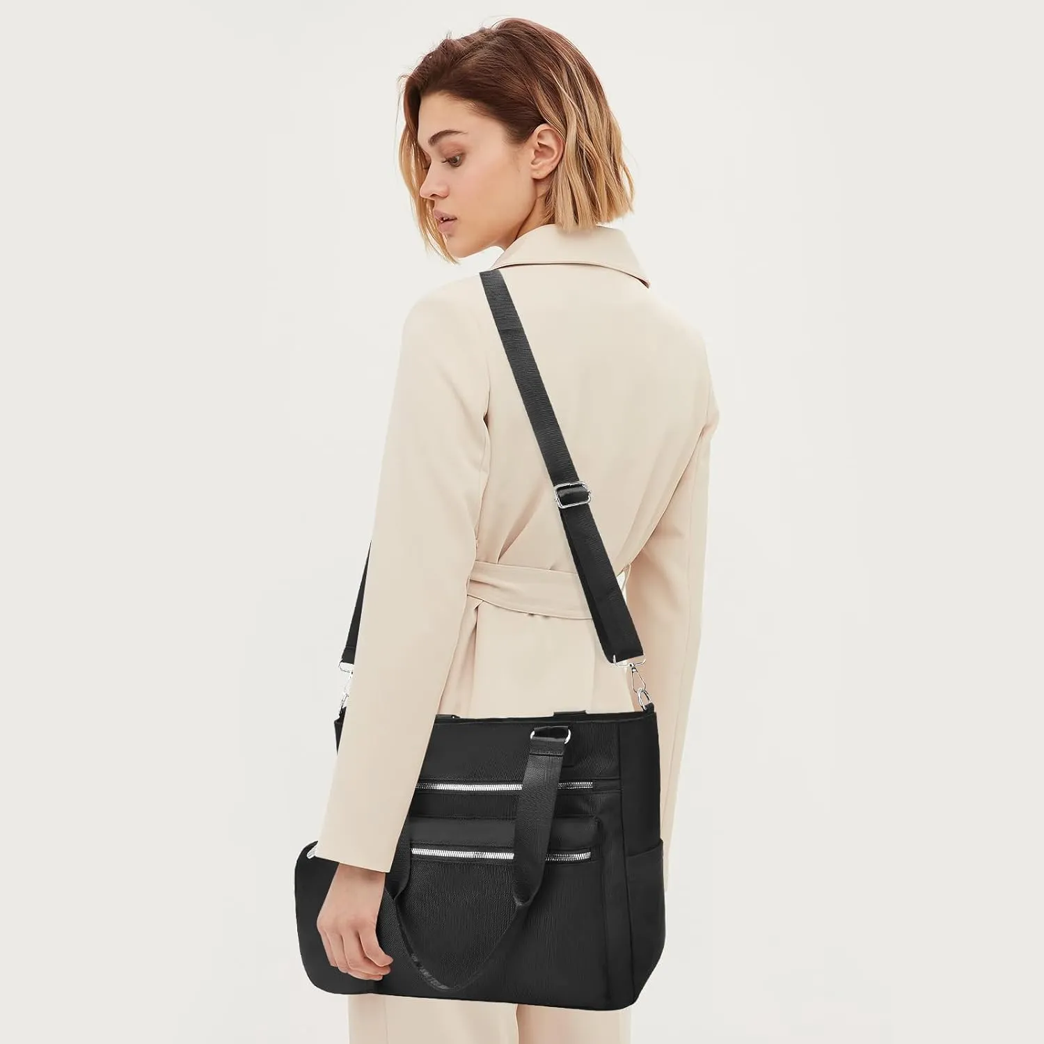 I IHAYNER Laptop Tote Bag for Women 15.6 Inch Waterproof Canvas Work Bag Business Briefcase Computer Bags for Travel