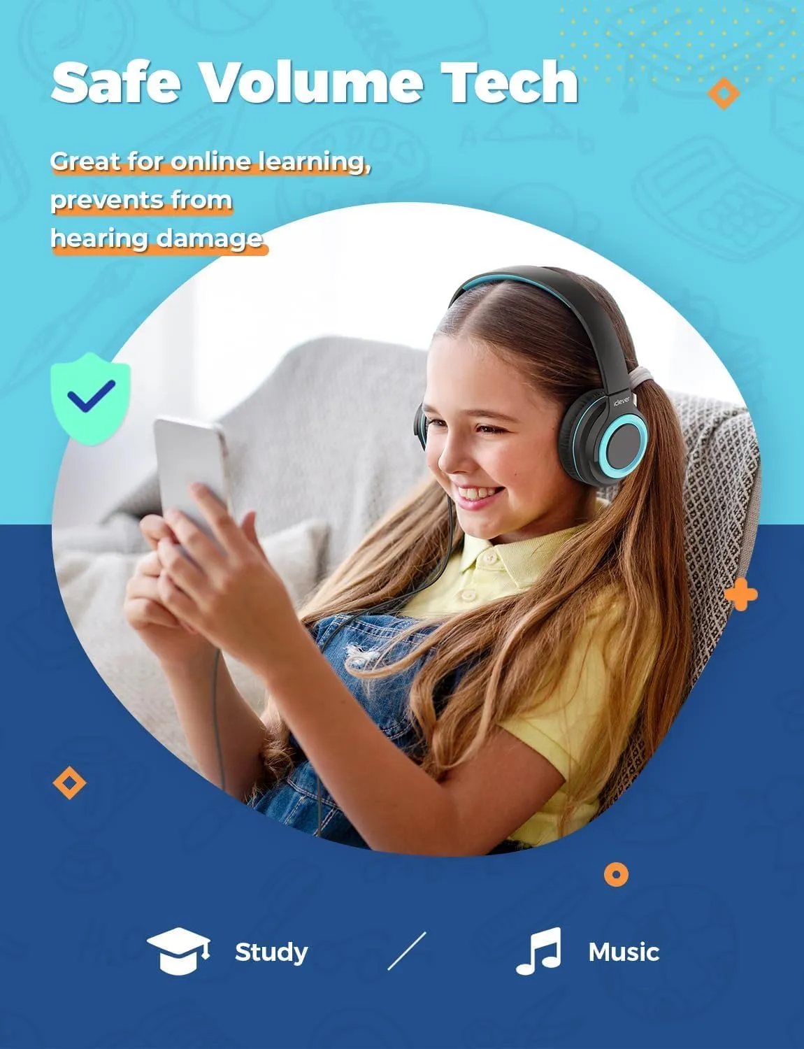 iClever 2Pack Kids Headphones with Sharing Splitter - 85dBA Safe Volume Limited - HS22 Wired Headphones for Kids Teens, Tangle-Free 3.5mm Jack Foldable Stereo Headphone for School/Tablet/Travel