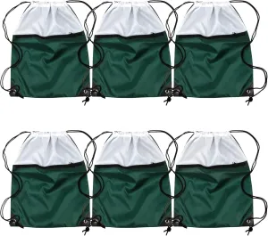 ICObuty Sports Gym Bag Sack Cheerleading Cheerleader Drawstring Backpack 6 Pack Men Women 210D Polyester Available for Heat Pressing (Forest/White)
