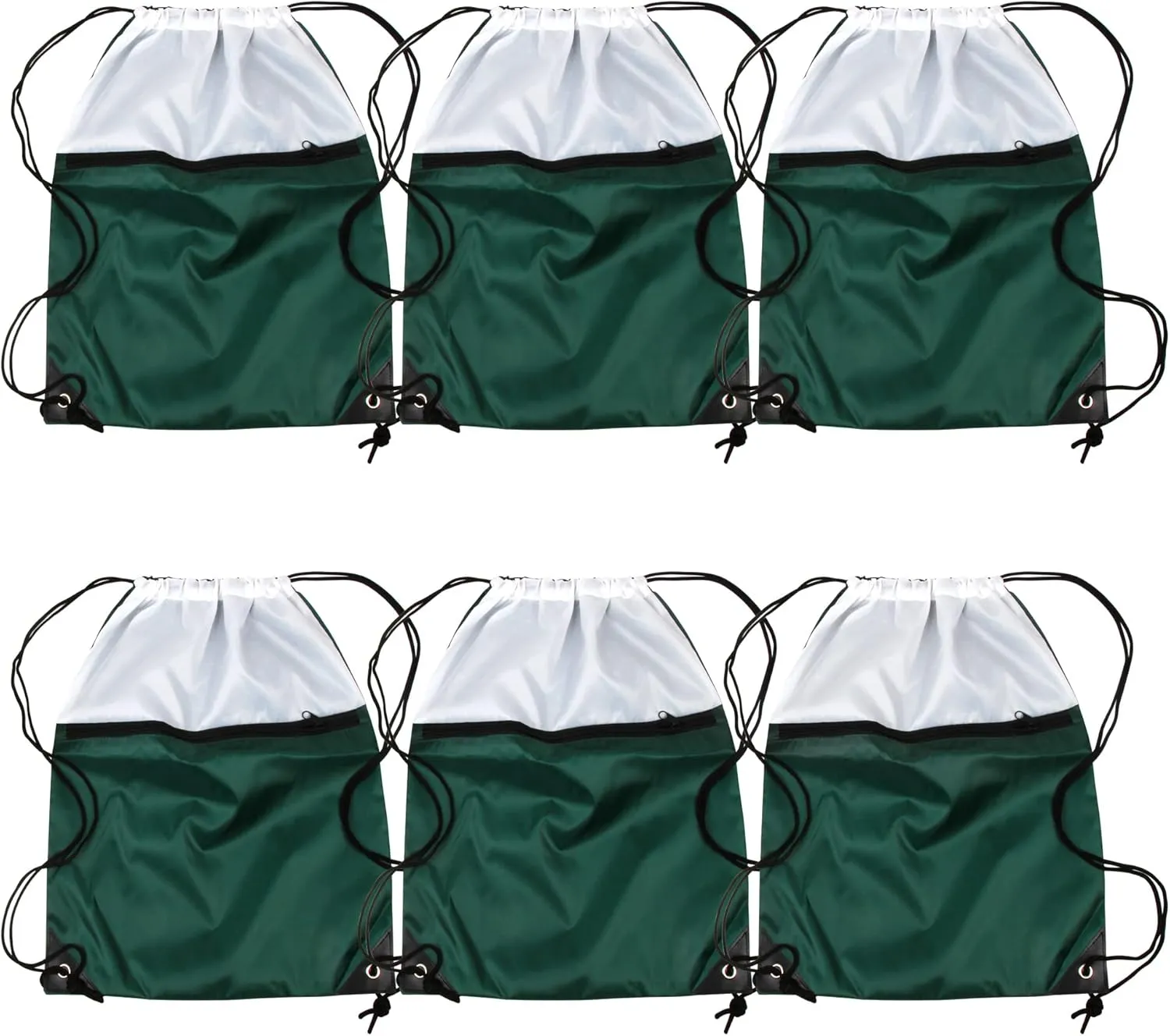 ICObuty Sports Gym Bag Sack Cheerleading Cheerleader Drawstring Backpack 6 Pack Men Women 210D Polyester Available for Heat Pressing (Forest/White)