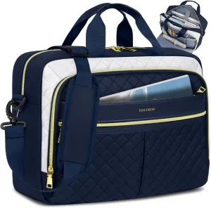IGOLUMON Laptop Bag 15.6 Inch Laptop Briefcase for Women Men Waterproof Shoulder Computer Messenger Bag Large Laptop Bag Business Office Work Travel College, Purplish Blue and White