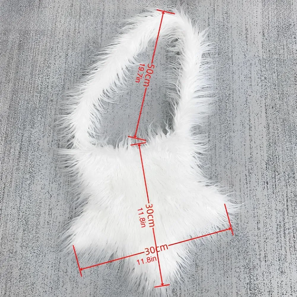 ikasus Women's Furry Shoulder Bag Fuzzy Crossbody Tote Bags Purse Handbag Star-Shaped Furry Tote Bag Plush Tote Bag, Khaki