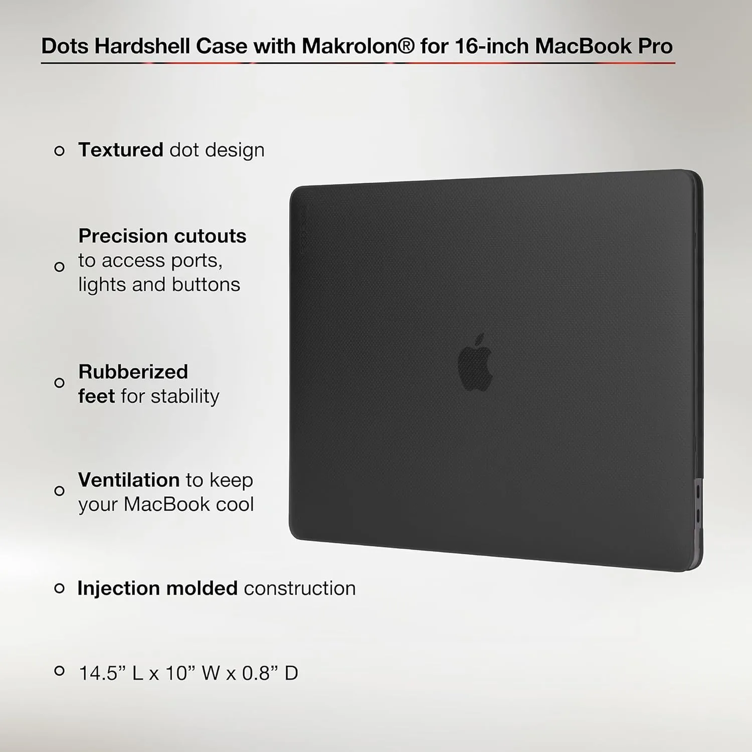 Incase Dots Hardshell with Makrolon® - MacBook Pro 16 inch Case - 2020, 2019 - MacBook Case, Laptop Cover, Protective Hard Shell, Scratch Resistant - Black