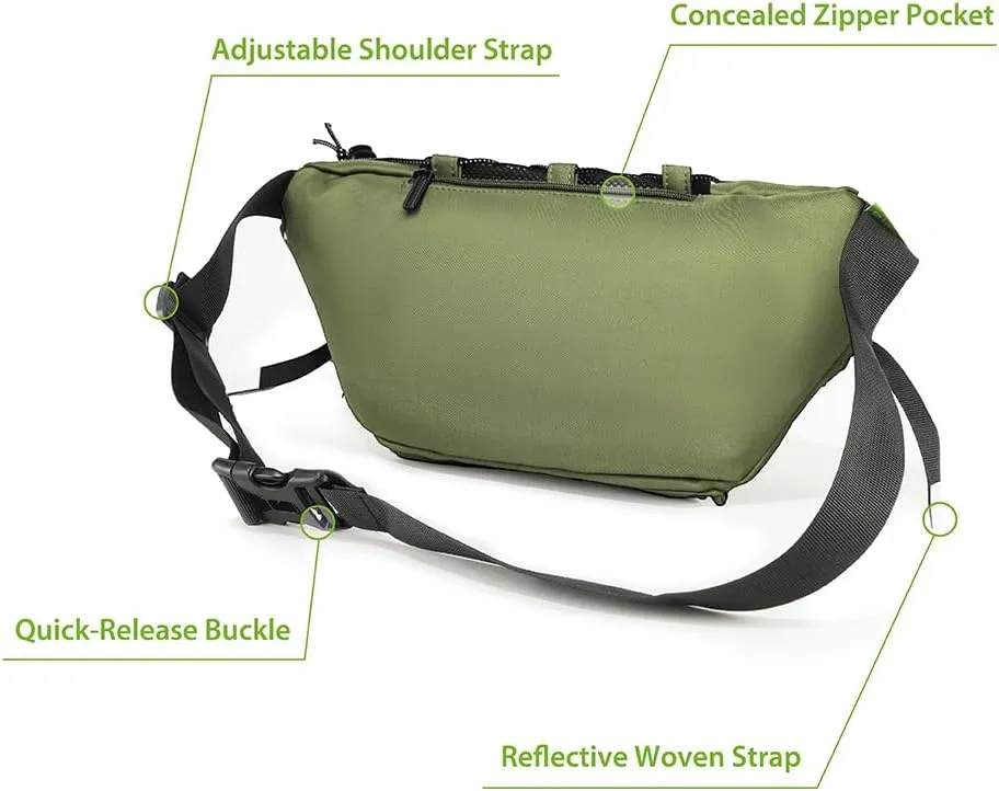 Industrial Utility Sling Bag - Chest Shoulder Crossbody Everyday Carry Backpack for Tactical, Travel, Gym, Sport (Army Green)