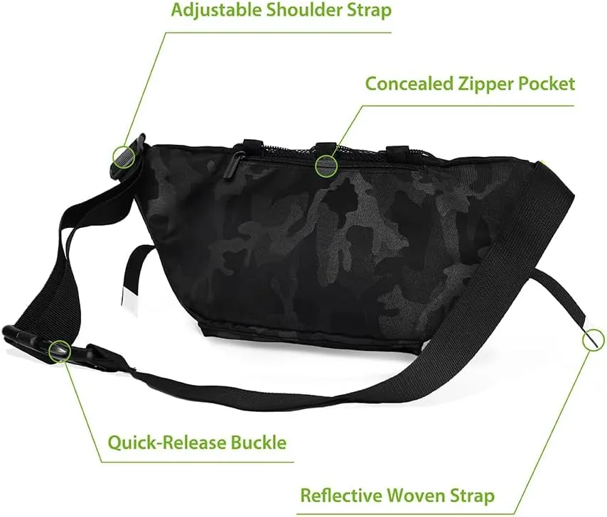 Industrial Utility Sling Bag - Chest Shoulder Crossbody Everyday Carry Backpack for Tactical, Travel, Gym, Sport (Cool Black Camouflage)