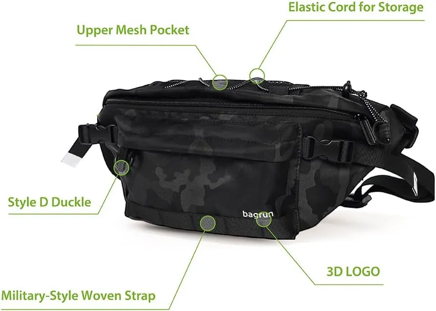 Industrial Utility Sling Bag - Chest Shoulder Crossbody Everyday Carry Backpack for Tactical, Travel, Gym, Sport (Cool Black Camouflage)