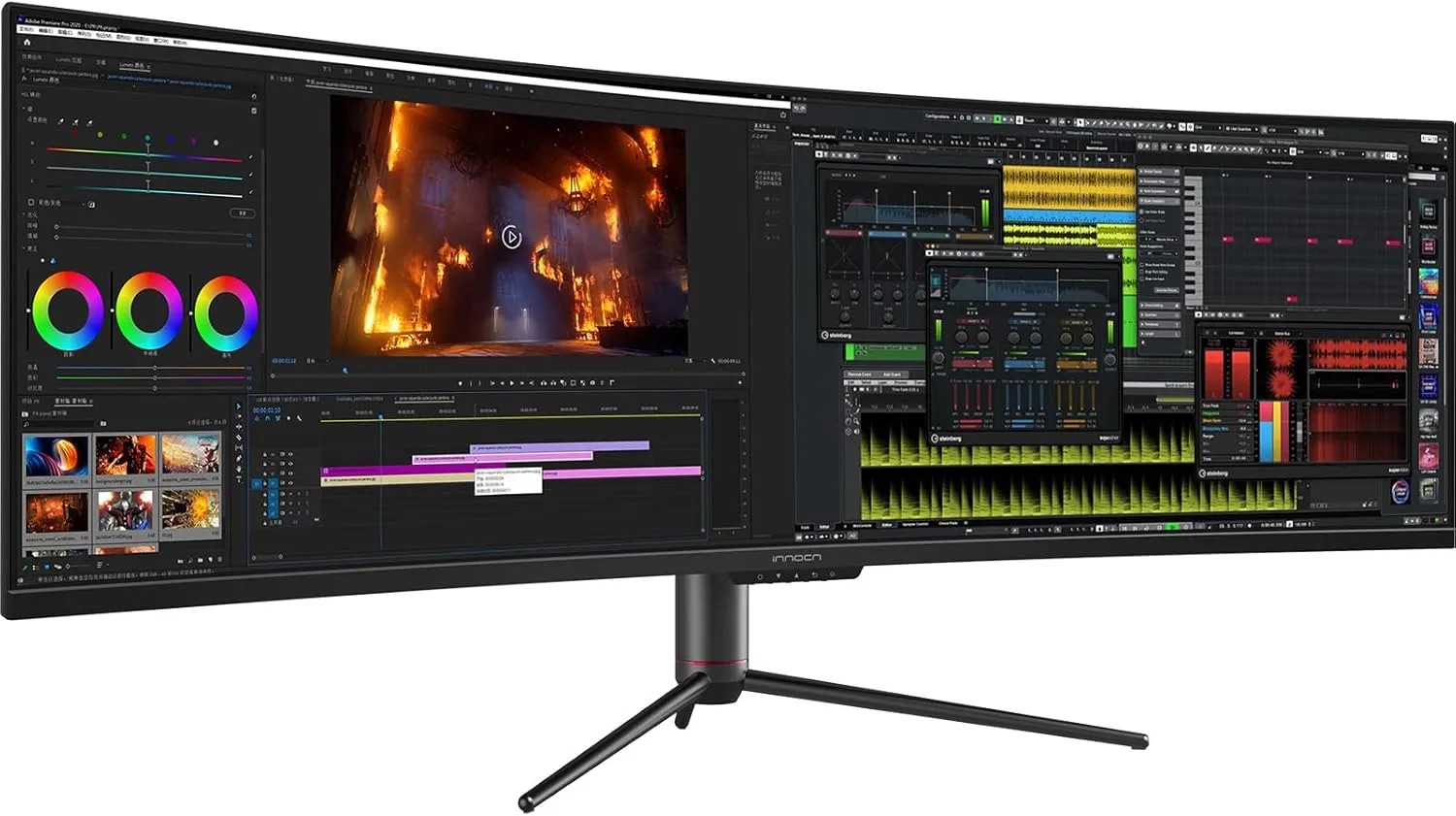 INNOCN 49" Curved Gaming Monitor 144Hz Ultrawide 32:9 WDFHD 3840 x 1080P, R1800, 99% sRGB, HDR400, USB Type C, DisplayPort, HDMI, Built-in Speakers, Height/Tilt Adjustable - 49C1G