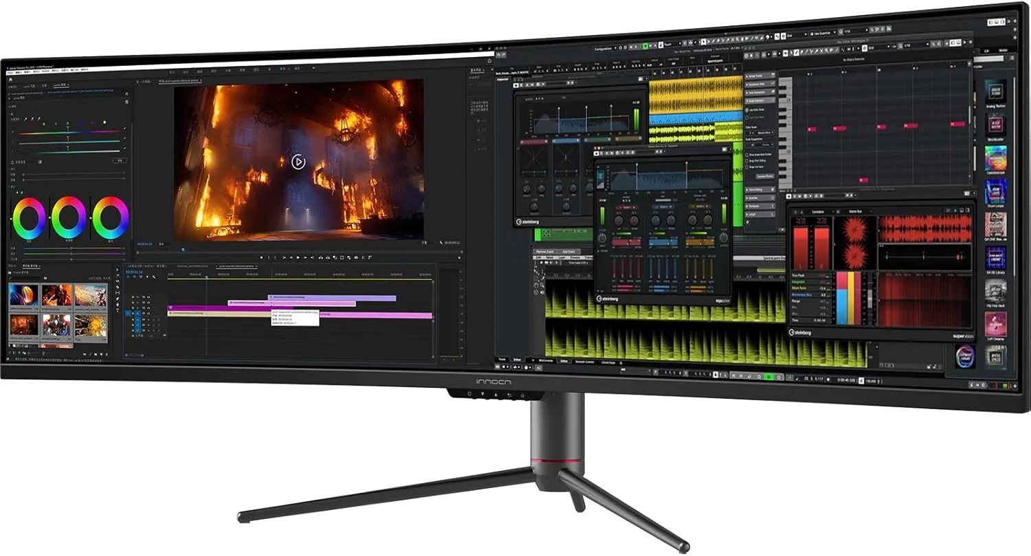 INNOCN 49" Curved Gaming Monitor 144Hz Ultrawide 32:9 WDFHD 3840 x 1080P, R1800, 99% sRGB, HDR400, USB Type C, DisplayPort, HDMI, Built-in Speakers, Height/Tilt Adjustable - 49C1G