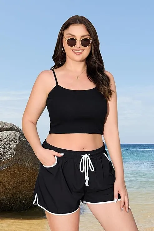 IN'VOLAND Women's Plus Size Swim Shorts Quick Dry Beach Boardshorts Swimwear Bottom Trunks with Pockets 2025