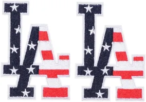 Iron on Patches Sports Teams Letter - Pack of 2 - Decorative for Clothing & Accessories, Ideal for Shirts, Jackets, Hats, Jeans, Shoes, Bags - Durable, Easy Apply (LA Stars - 2.5" x 3.5")