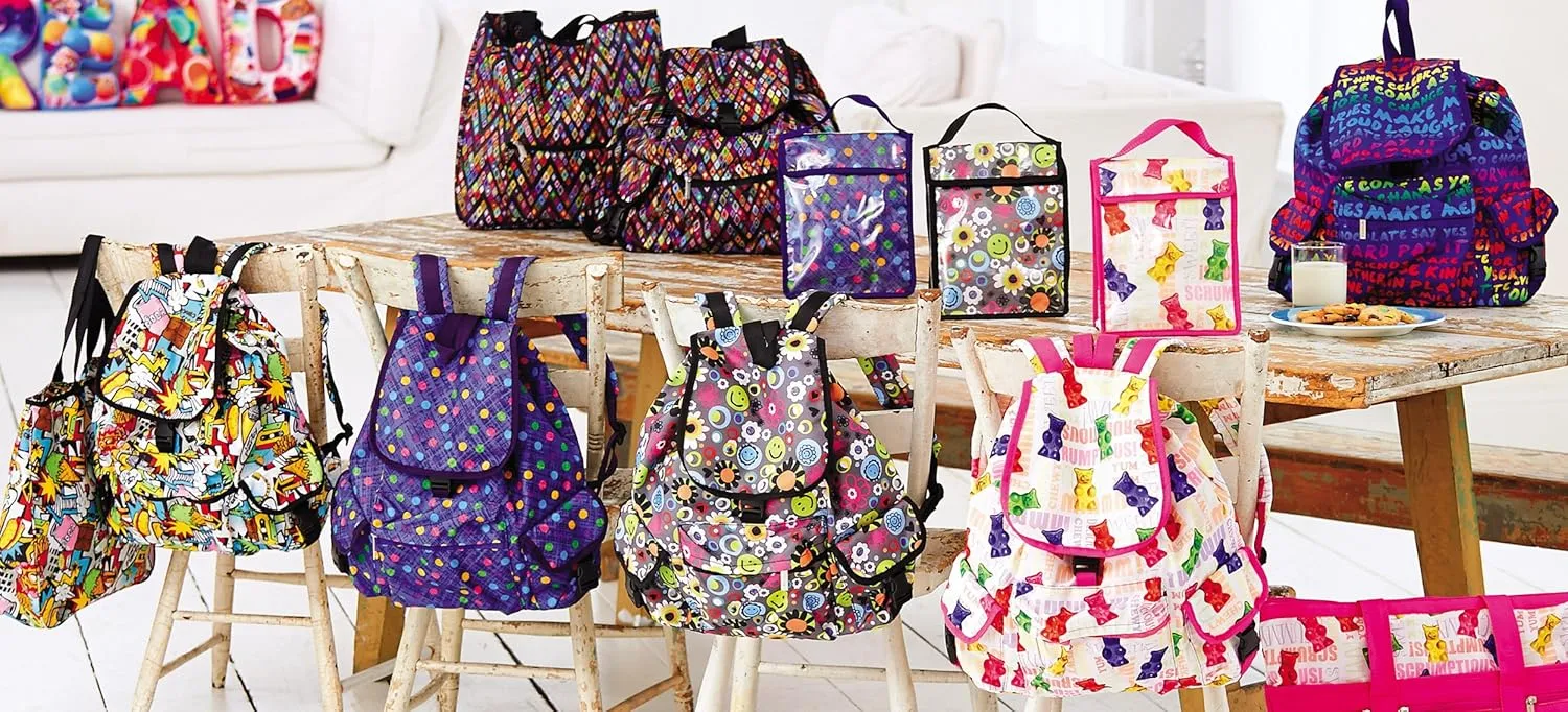 iscream Dreamin' Donuts Deluxe Knapsack Style 16.5" x 13" Backpack with Multi Pockets and Drawstring & Flap Closure