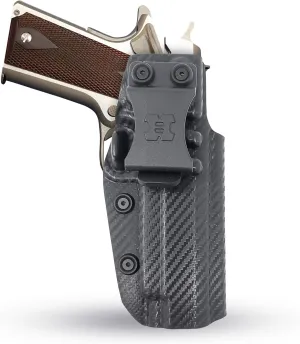 Iwb Kydex Holster Fits 1911 5" Concealed Carry by Houston - Lined Inside for Strong Retention and Protection - Reinforced Plastic Clip - Lightweight (Carbon Fiber)