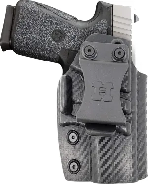 Iwb Kydex Holster for KAHR CM45 Concealed Carry - by Houston - Lined Inside for Strong Retention and Maximum Protection - Reinforced Plastic Clip Carbon Fiber - Lightweight Durable