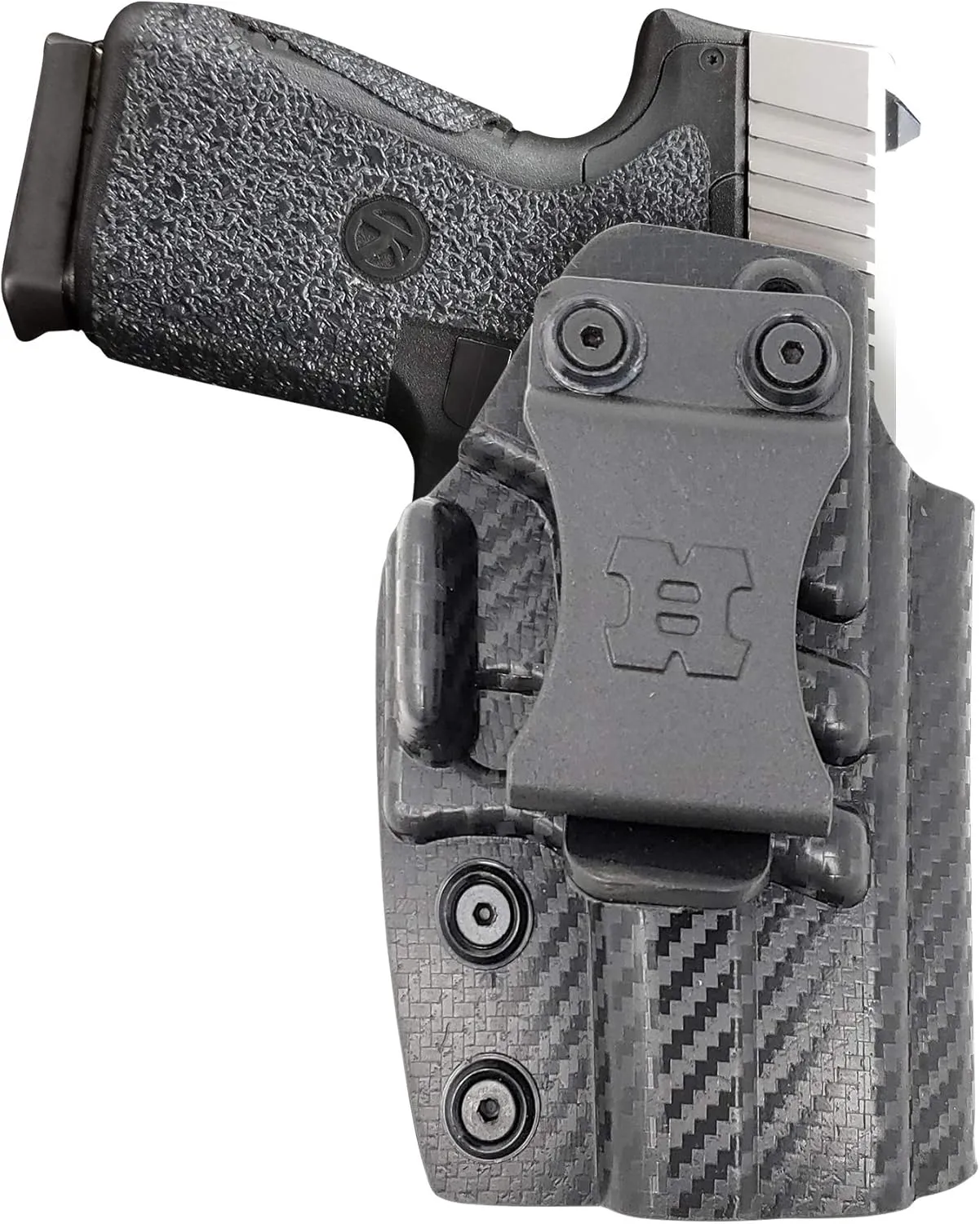 Iwb Kydex Holster for KAHR CM45 Concealed Carry - by Houston - Lined Inside for Strong Retention and Maximum Protection - Reinforced Plastic Clip Carbon Fiber - Lightweight Durable