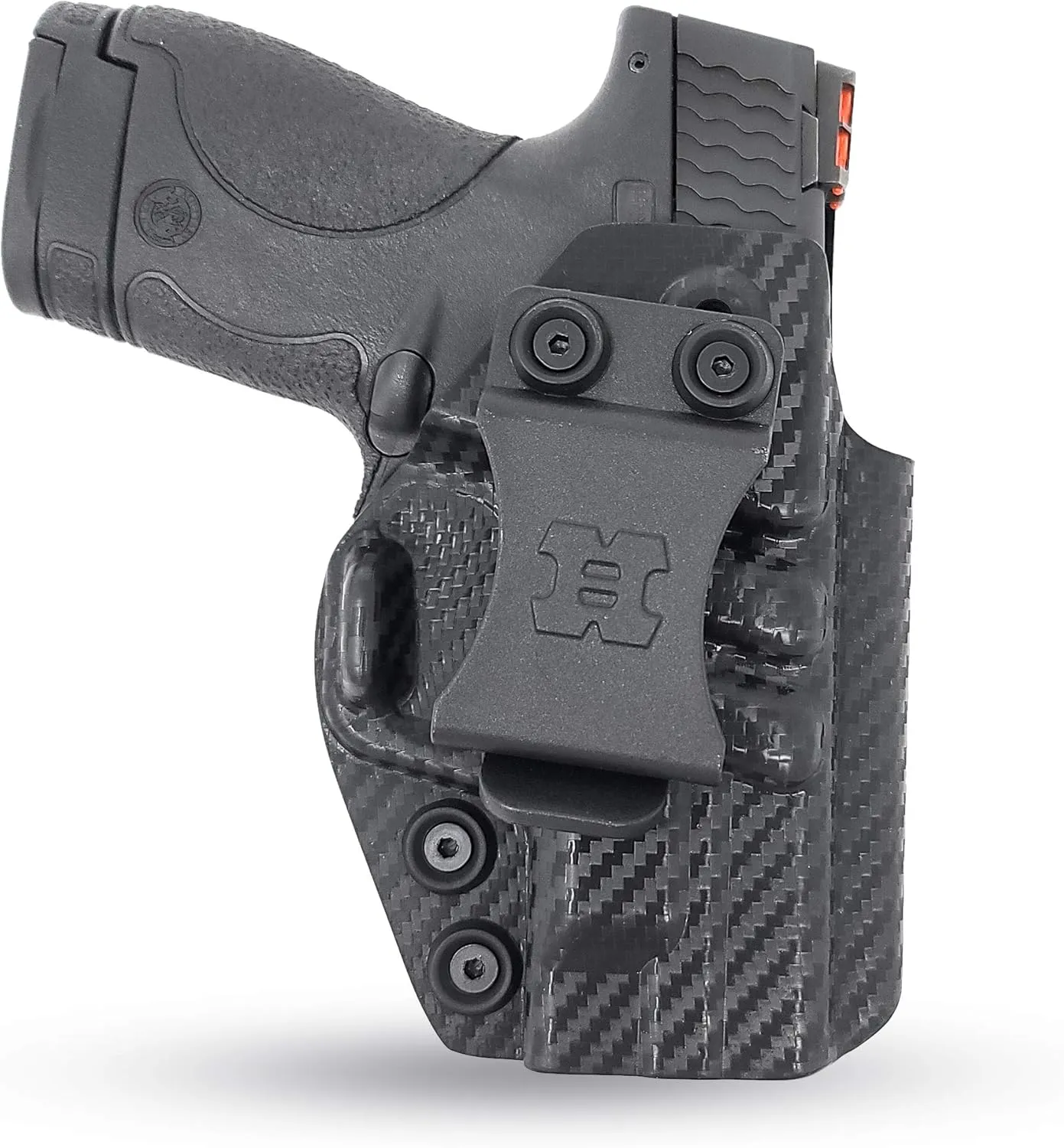 Iwb Kydex Holster for S&W M&P Shield 9mm .40 Cal Micro-Compact Concealed Carry by Houston - Lined Inside for Strong Retention and Protection - Reinforced Plastic Clip - Lightweight (Carbon Fiber)