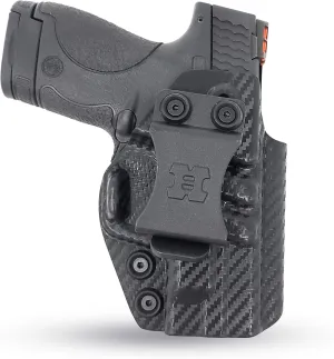 Iwb Kydex Holster for S&W M&P Shield 9mm .40 Cal Micro-Compact Concealed Carry by Houston - Lined Inside for Strong Retention and Protection - Reinforced Plastic Clip - Lightweight (Carbon Fiber)