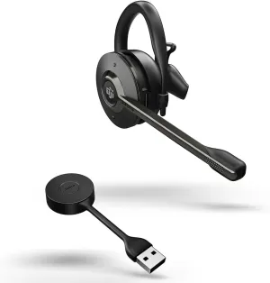 Jabra Engage 55 Convertible Wireless Headset with Ear Hook, Headband & Neckband, Link 400 USB-A DECT Adapter – Noise-Cancelling Microphone – MS Teams Certified, Works with All Other Platforms – Black
