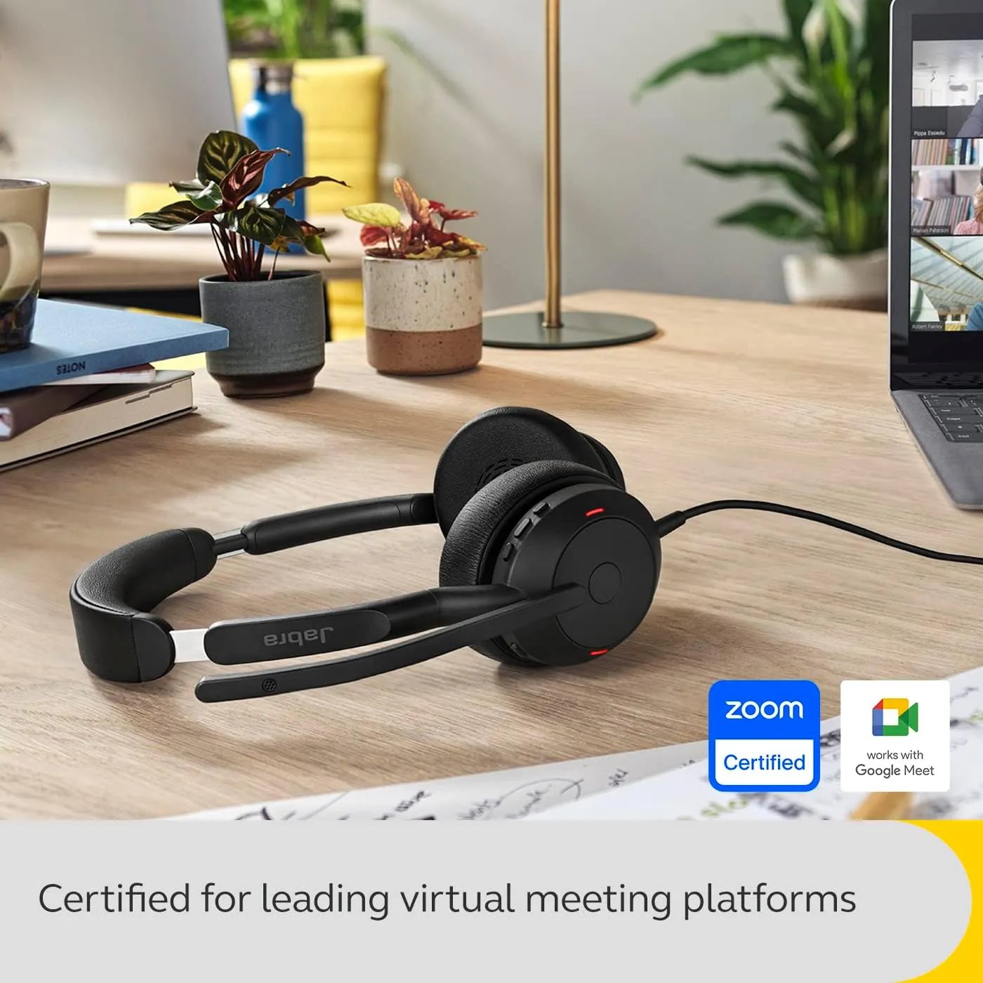 Jabra Evolve2 50 Wired Stereo Headset - with AirComfort Technology, Noise-Cancelling Mics & Active Noise Cancellation - MS Teams Certified, Works with All Other Platforms - Black