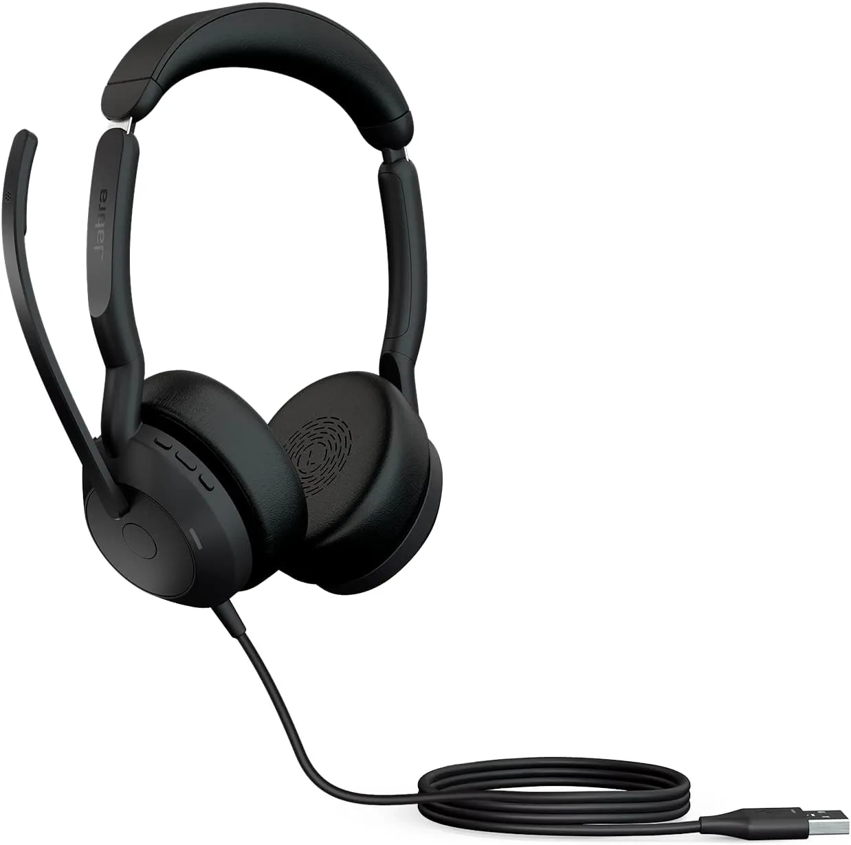 Jabra Evolve2 50 Wired Stereo Headset - with AirComfort Technology, Noise-Cancelling Mics & Active Noise Cancellation - MS Teams Certified, Works with All Other Platforms - Black