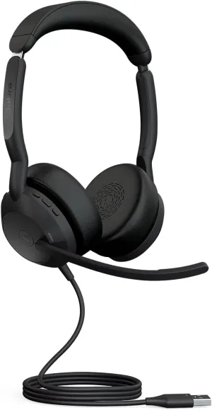 Jabra Evolve2 50 Wired Stereo Headset - with AirComfort Technology, Noise-Cancelling Mics & Active Noise Cancellation - Works with All Leading UC Platforms Such as Zoom & Google Meet - Black