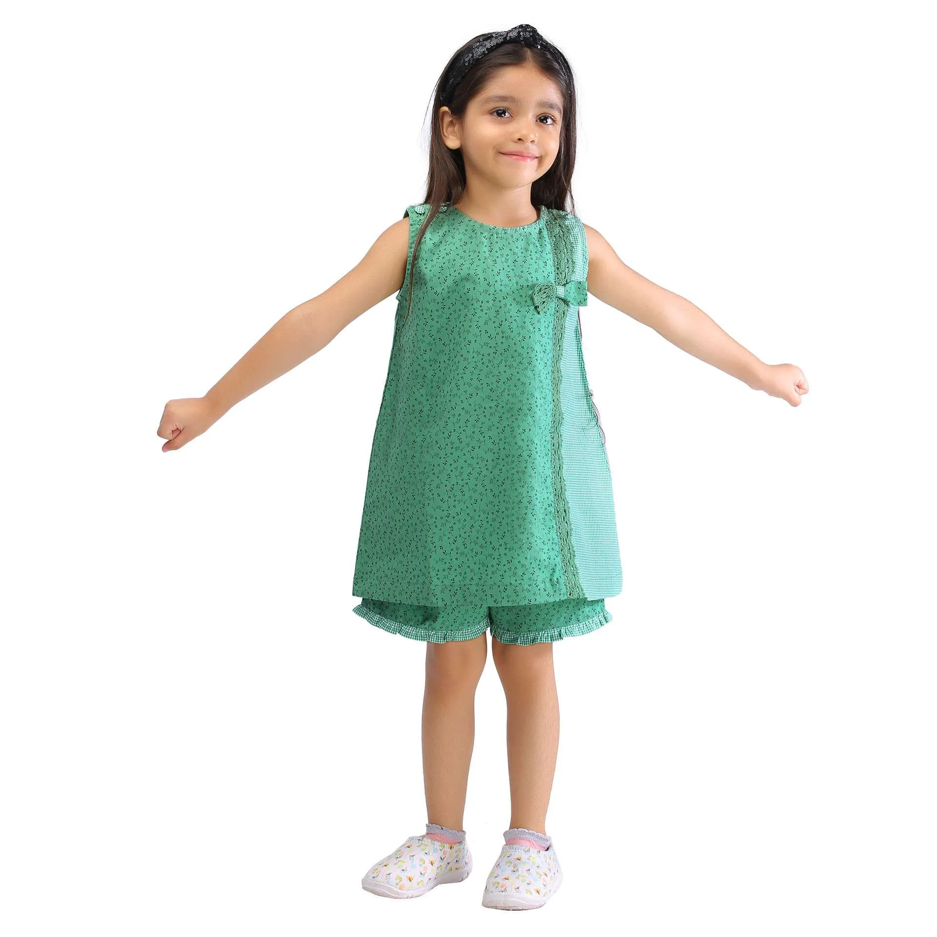 Jade Green Tunic & Shorts Girls Set