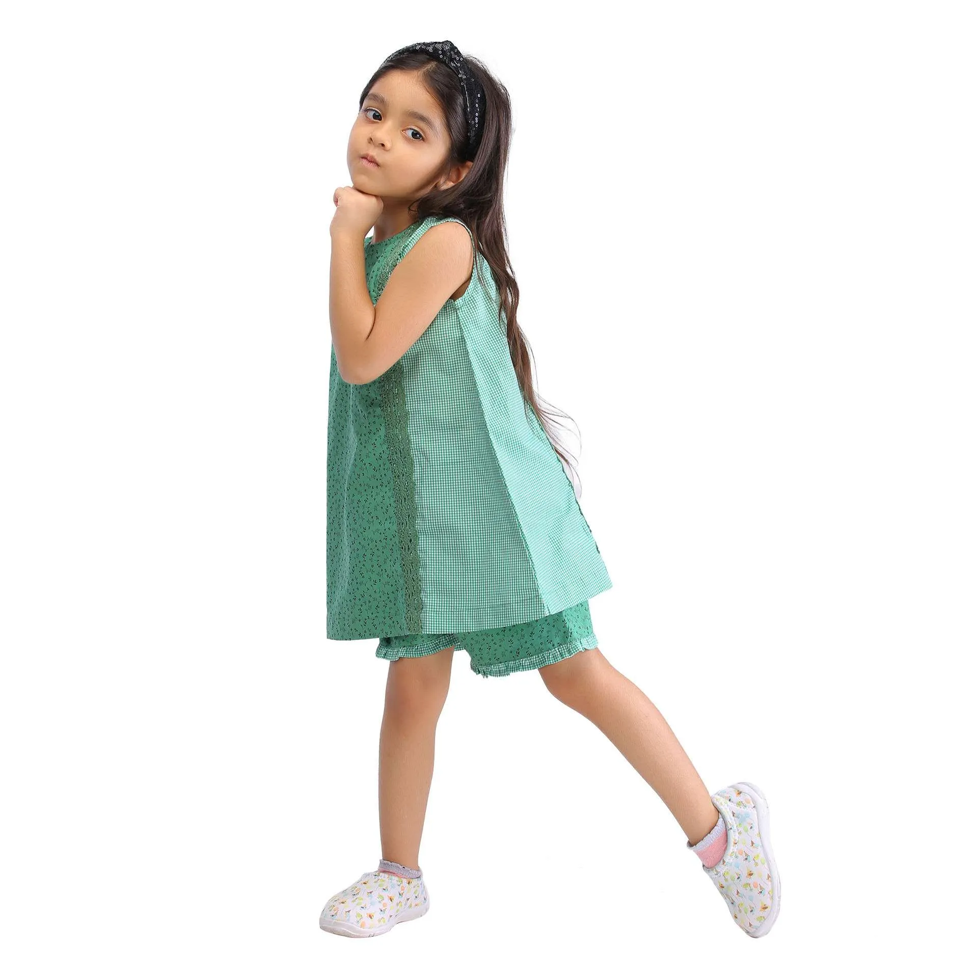 Jade Green Tunic & Shorts Girls Set