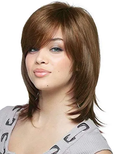 Jade Wig Color Vanilla Lush - Noriko Wigs 9" Shoulder Length Flipped Feathered Layers Synthetic Average Cap Basic Cap Retro Bundle MaxWigs Hairloss Booklet