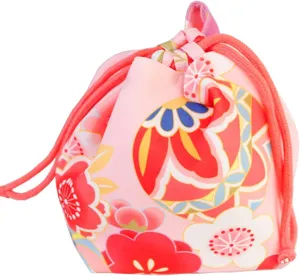 Japanese Drawstring Bag Kimono Handbag Blossom Sakura Bag Vintage Jewelry Coin Purse Gift Bag