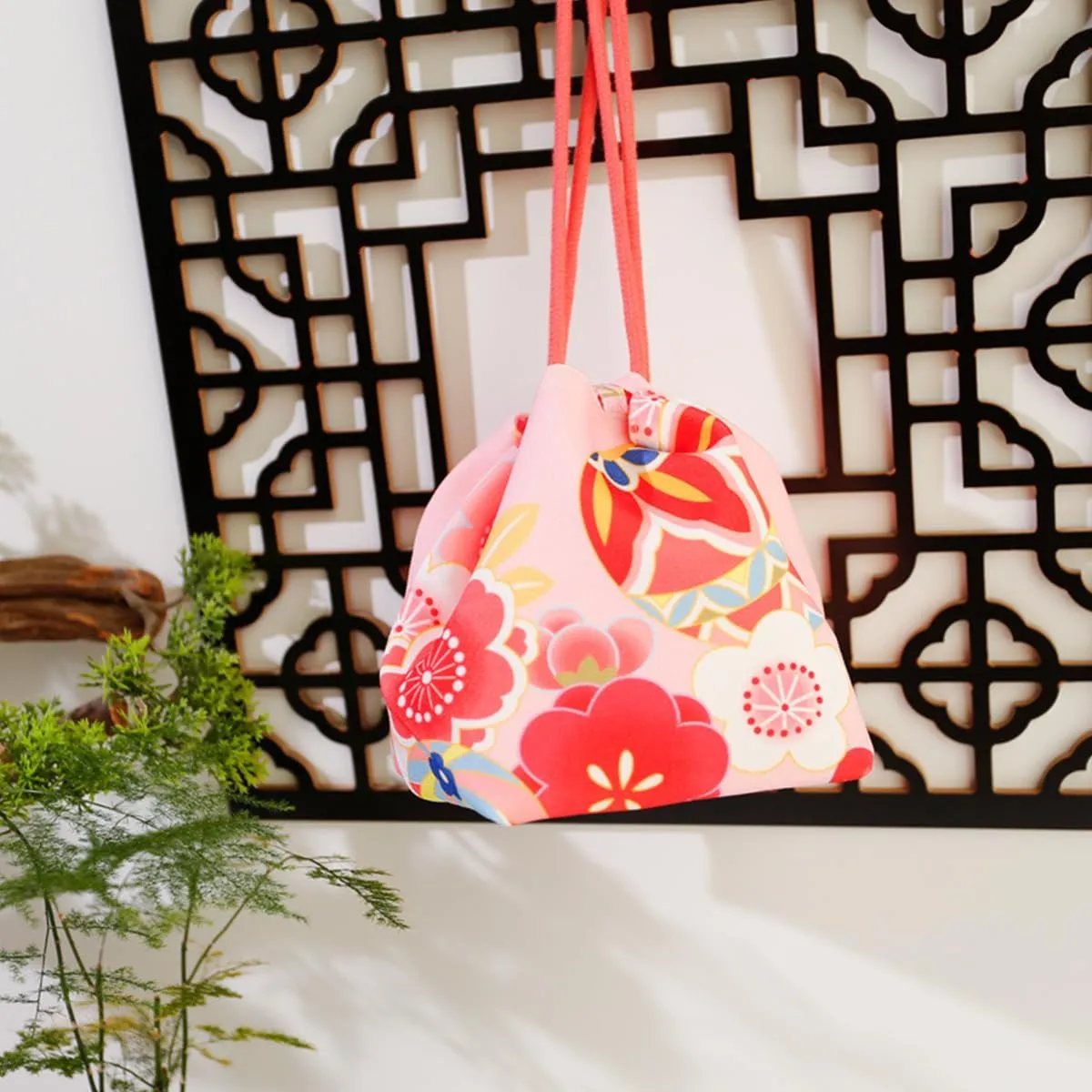 Japanese Drawstring Bag Kimono Handbag Blossom Sakura Bag Vintage Jewelry Coin Purse Gift Bag