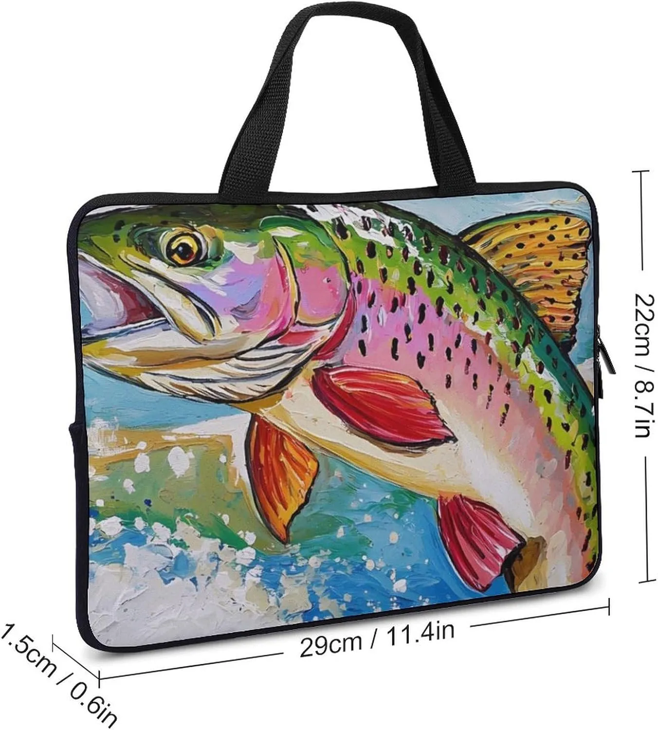 Japanese Trout Fish Jumping Laptop Sleeve Bag Computer Carrying Case Laptops Protective Cover for Travel Business