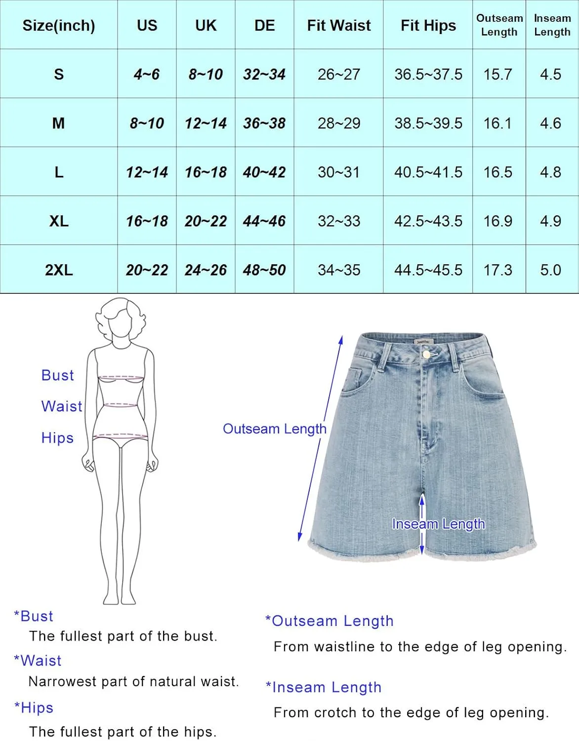 JASAMBAC Women's High Waisted Denim Shorts Rolled Hem Wide Leg Casual Jean Shorts with Pockets