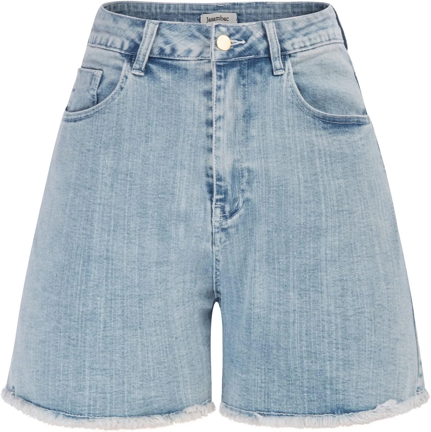 JASAMBAC Women's High Waisted Denim Shorts Rolled Hem Wide Leg Casual Jean Shorts with Pockets