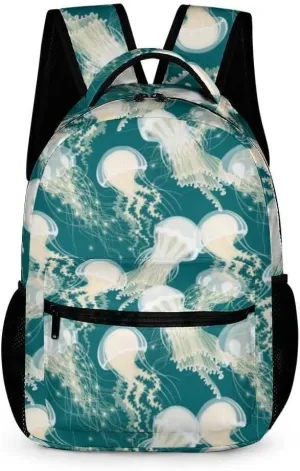 Jellyfish Backpack for Kids Girls Boys School, 16 Inches Cute Jellyfishes Theme Bookbag, Adjustable, Lightweight, Large Capacity, Colorful Daily Casual Backpacks