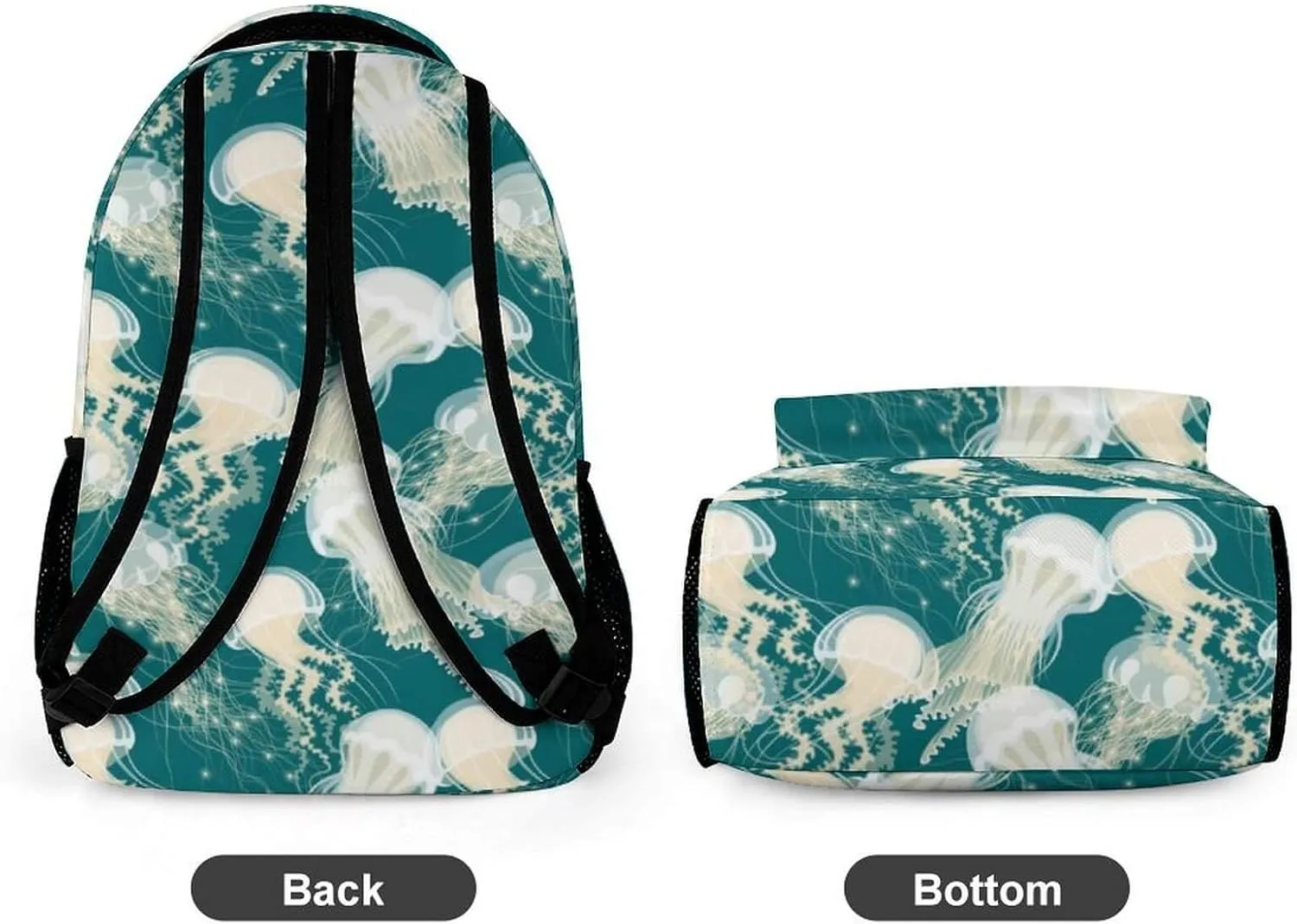 Jellyfish Backpack for Kids Girls Boys School, 16 Inches Cute Jellyfishes Theme Bookbag, Adjustable, Lightweight, Large Capacity, Colorful Daily Casual Backpacks