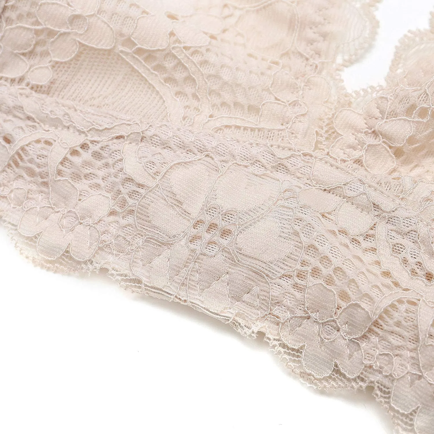 JOJOANS Halter Lace Bralette Unpadded Wireless Sheer Bra Bustier Full Coverage Lingerie…