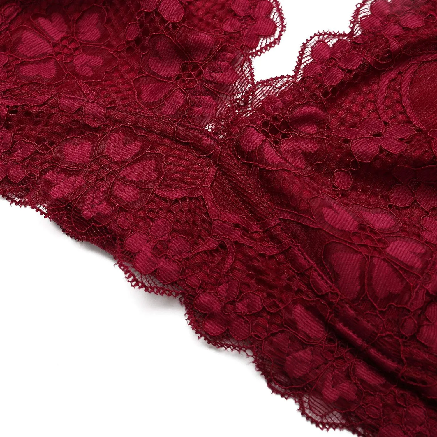 JOJOANS Halter Lace Bralette Unpadded Wireless Sheer Bra Bustier Full Coverage Lingerie…