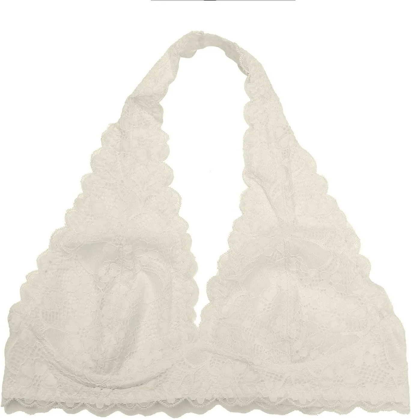 JOJOANS Halter Lace Bralette Unpadded Wireless Sheer Bra Bustier Full Coverage Lingerie…