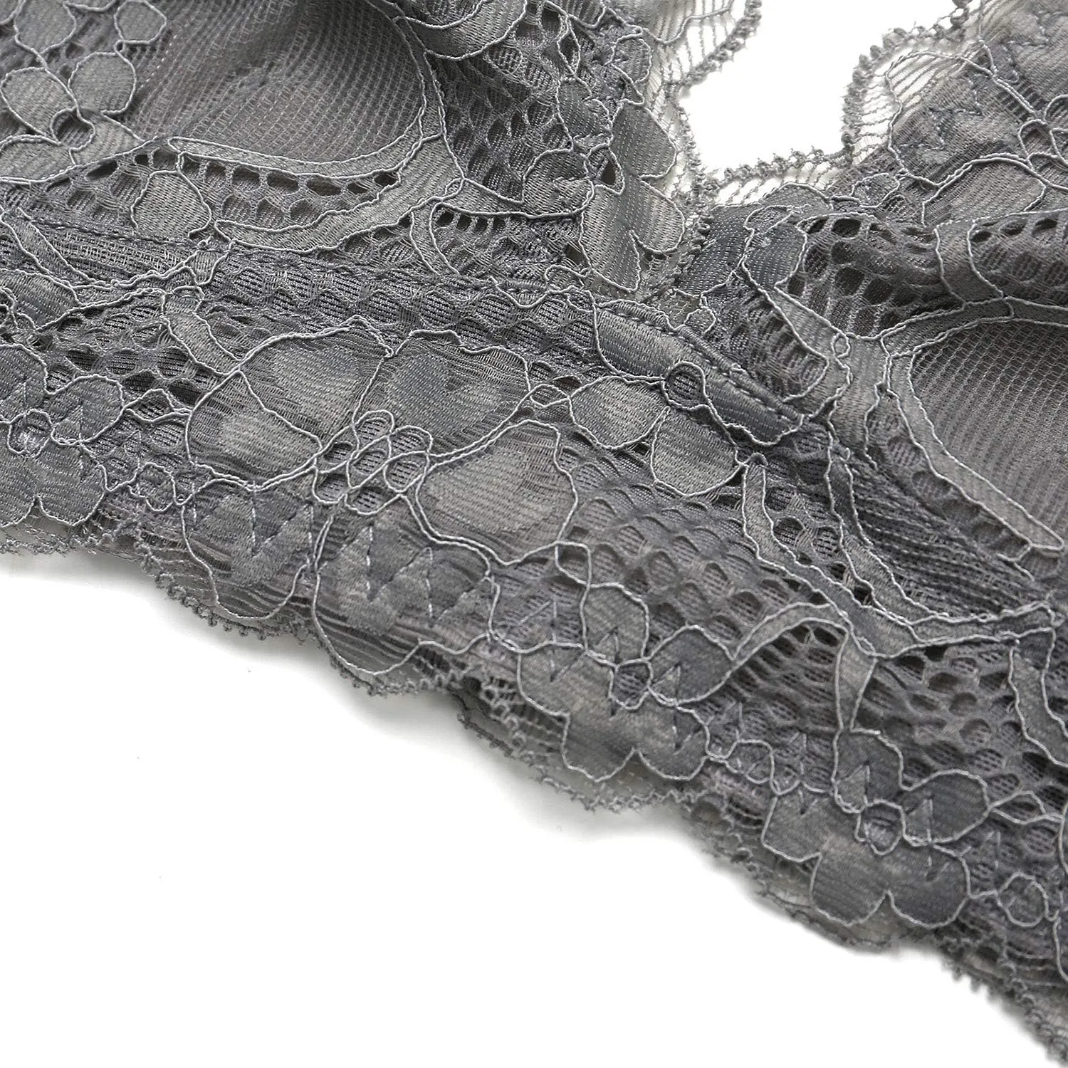 JOJOANS Halter Lace Bralette Unpadded Wireless Sheer Bra Bustier Full Coverage Lingerie…