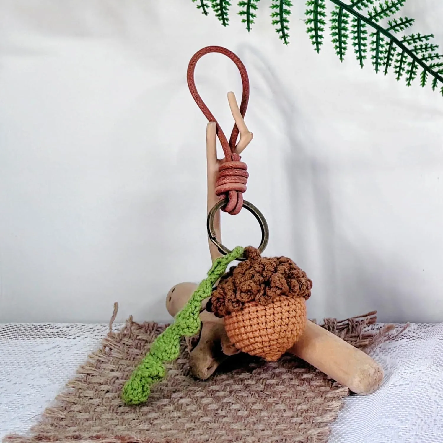 JOMODECOR Cute Acorn Keychain Handmade Wristlet Lanyard for Keys Crochet Knit Key Chains& Keyrings Accessories for Women & Girls, Handbag Backpack Charms