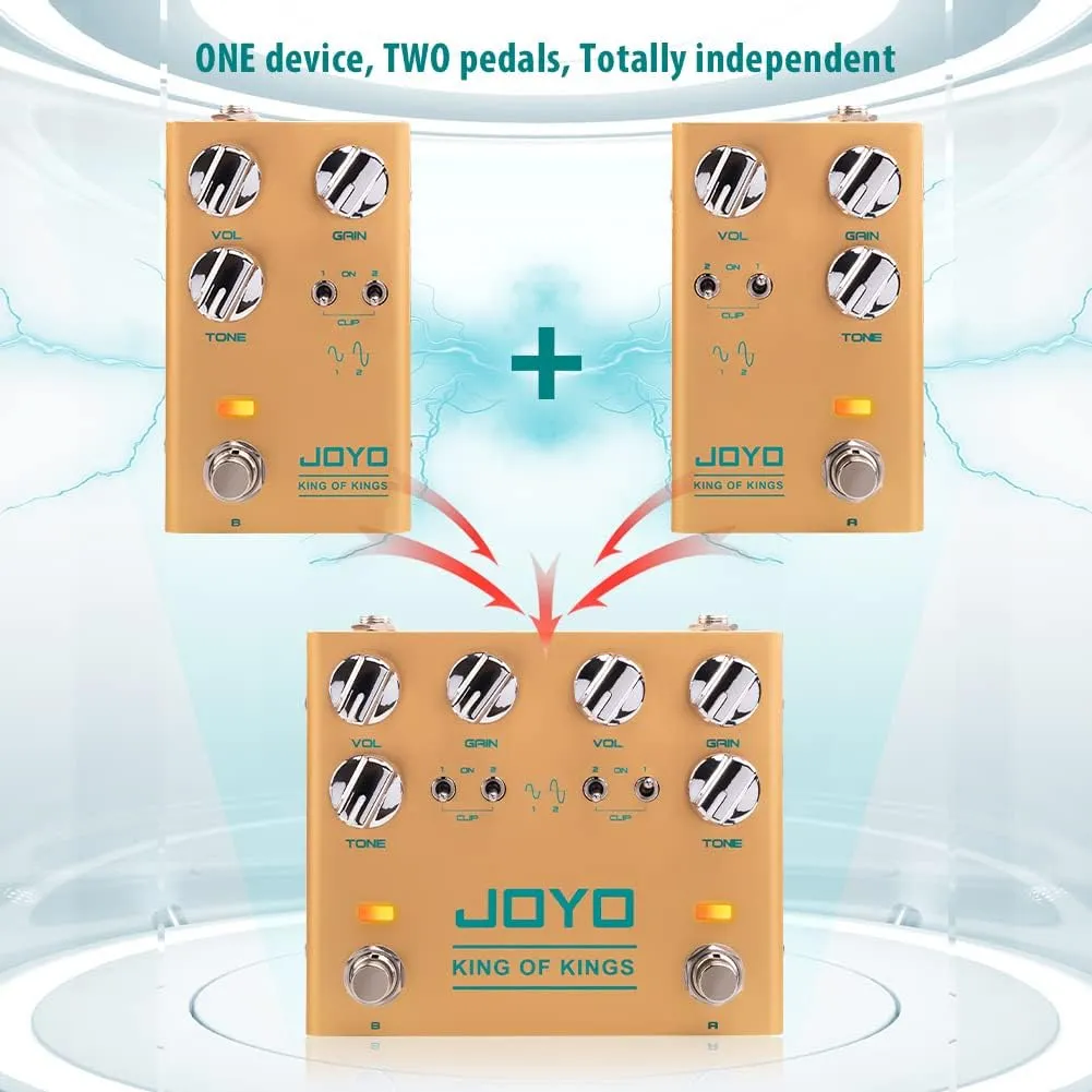 JOYO Dual Crunch Pure Analog Circuit Overdrive Effect Pedal with Independent Clipping for Electric Guitar - True Bypass (King of Kings R-20)